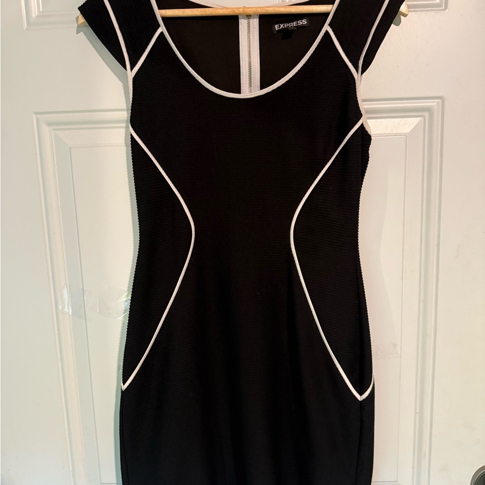 Express Black and White Sheath Mini Dress
